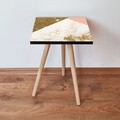 Masuta, Leona, Shp264, 35x42x35 cm, Auriu / Alb / Somon