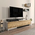 Comoda TV, Zena Home, Tammy, 180x54x36.8 cm, PAL, Alb / Stejar / Antracit