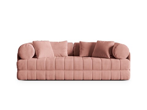 Canapea extensibila 3 locuri, Kemi, Cosmopolitan Design, 206x95x70 cm, catifea, roz