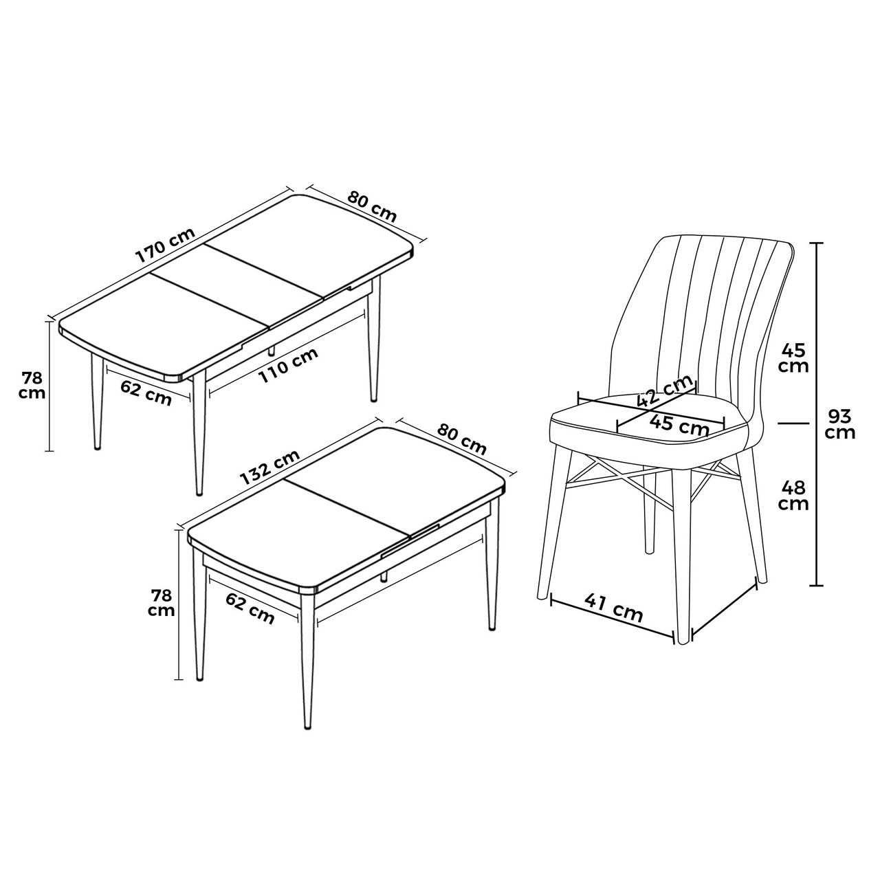 Set masa extensibila si scaune, Hanah Home, Uzi, Baroc / Cappuccino - view 3
