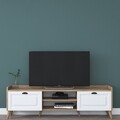Comoda TV, Wren, AA101 - 2556, 180 x 55 x 35 cm, pal melaminat, alb/nuc