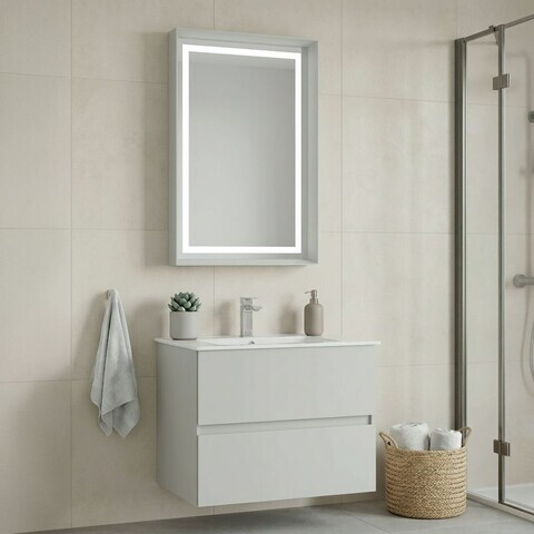 Set Dulap de Baie cu Chiuvetă și Oglindă (2 Piese), Hanah Home, Nest 71 v2, Cașmir mat