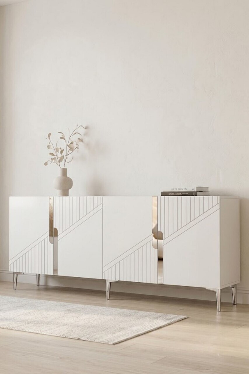 Consola, Hanah Home, Evva 150, 125x75x32 cm, Alb / Argintiu — imaginea 4