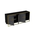 Bufet Polka Black, Hadley, 180 x 47.3 x 75 cm, walnut/negru