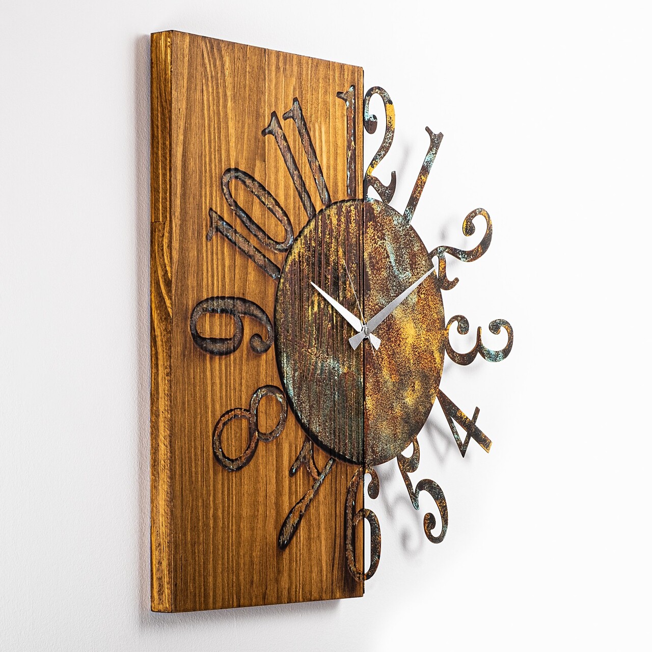 Ceas de perete, Wooden Clock 7-A, Lățime: 58 cm Înălțime: 58 cm Adâncime: 3 cm, Multicolor - view 6