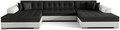 Coltar extensibil 5 locuri, ELTAP, Vento, 359x165x87 cm, lemn/poliester, negru/alb