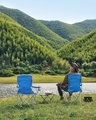 Set 2 scaune pliabile pentru camping, Songmics, 76x51.5x95.5 cm, max 150 kg, tesatura Oxford/otel, albastru