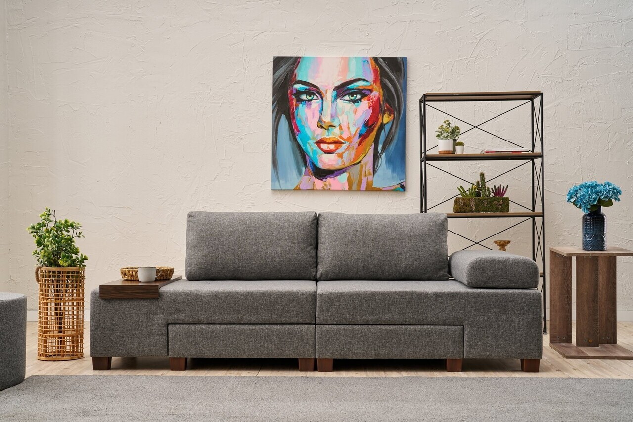 Canapea extensibila 3 locuri, Atelier del Sofa, 613LFS1118, Gri