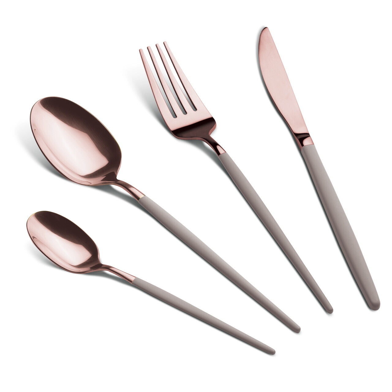 Set tacamuri 24 piese Berlinger Haus, Taupe, inox, taupe/roz - imagine 5