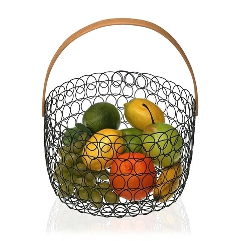 Cos pentru fructe Coralie, Versa, Ø24×15 cm, metal, negru mezoni.ro imagine noua 2022