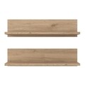 Set 2 rafturi pentru perete, Wren, E16 - 2458, 60 x 15 x 13 cm, pal melaminat, nuc