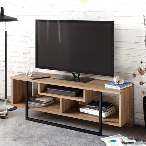Comoda TV Asal, Zena Home, 119.4×35.2×40.2 cm, maro/negru 119.4x35.2x40.2