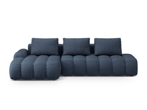 Coltar extensibil stanga 3 locuri, Linz, Cosmopolitan Design, 275x142x84 cm, cotiera dreapta, tesatura structurata, albastru inchis