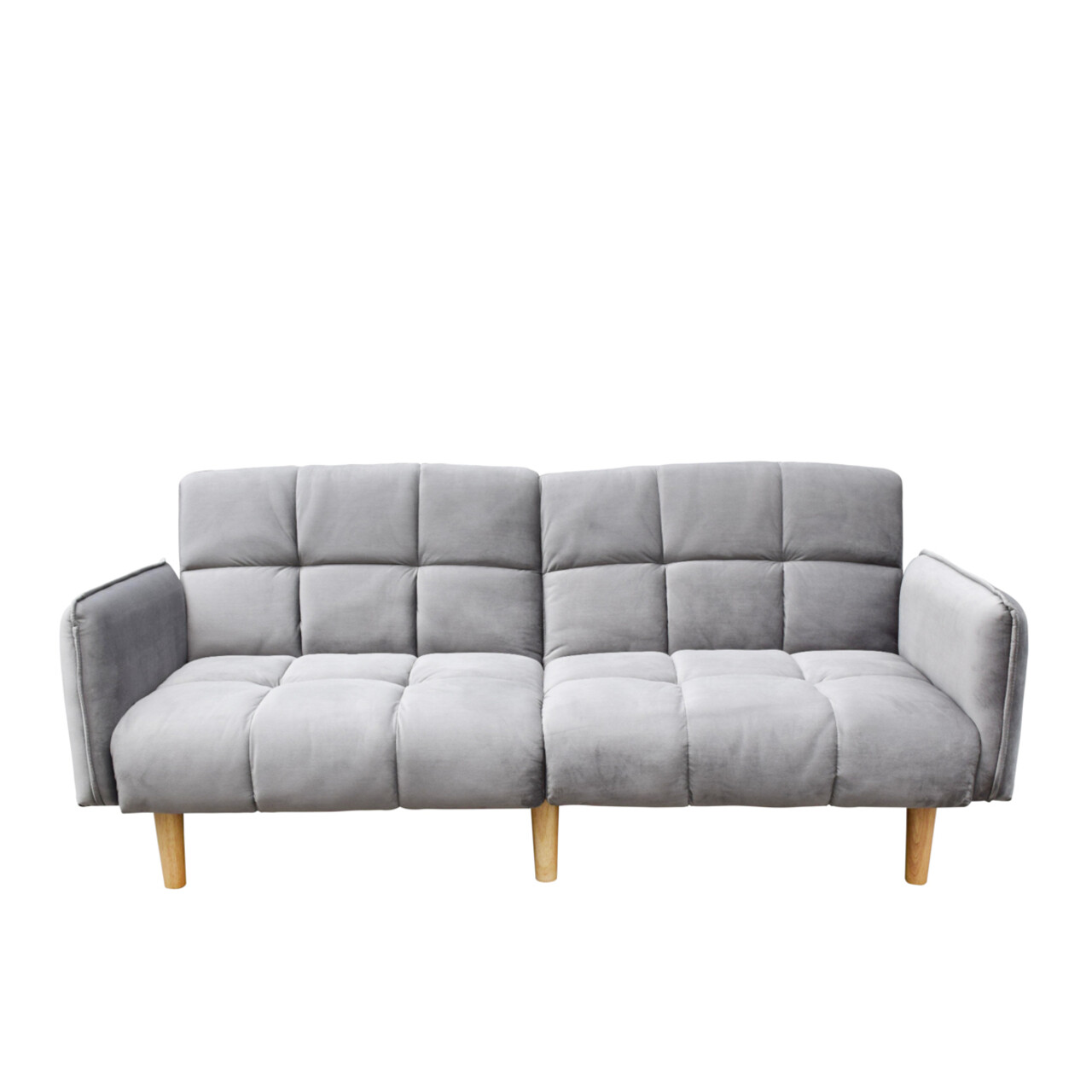 Canapea extensibila 3 locuri Sonus, Homla, 195x91x83 cm, lemn/catifea din poliester, gri - 2 | YEO