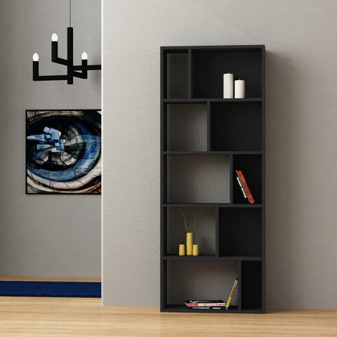 Corp biblioteca, decortie, onda, 65x166x22 cm, antracit