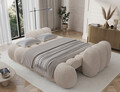Canapea extensibila 3 locuri ELTAP, Cotonn, 256x119x105 cm, lemn/poliester, alb murdar
