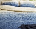 Lenjerie de pat dubla Indigo Knit Blue - Primavera Deluxe, Royal Textile, 3 piese, 240 x 260 cm, 100% bumbac, albastru/bej