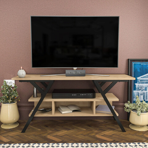 Comoda tv, retricy, minerva, 120x35x55 cm, pal, negru / stejar
