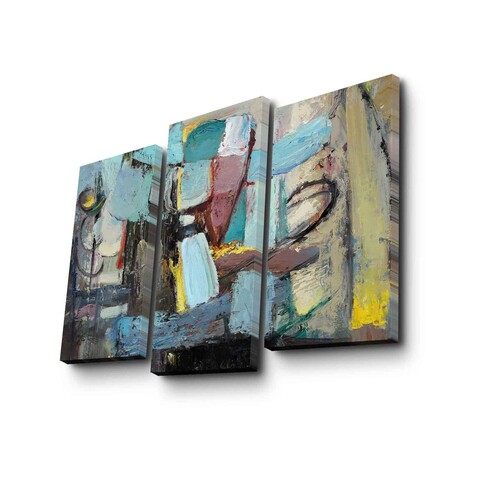 Set 3 tablouri decorative, 3PATK-89, Canvas, 20 x 39 cm, 2 piese, Multicolor