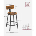 Set 2 scaune de bar, Vasagle, Industrial, 50.6x88.5 cm, PAL/otel, maro