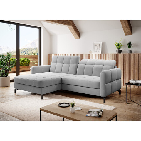 Coltar extensibil stanga 3 locuri ELTAP, Lore-39, Lorelle, 225x160x105 cm, lemn/poliester, gri