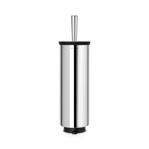 Perie de toaleta cu suport, Brabantia, Profile Brilliant Steel, 12.5x11.5x43 cm, otel, argintiu