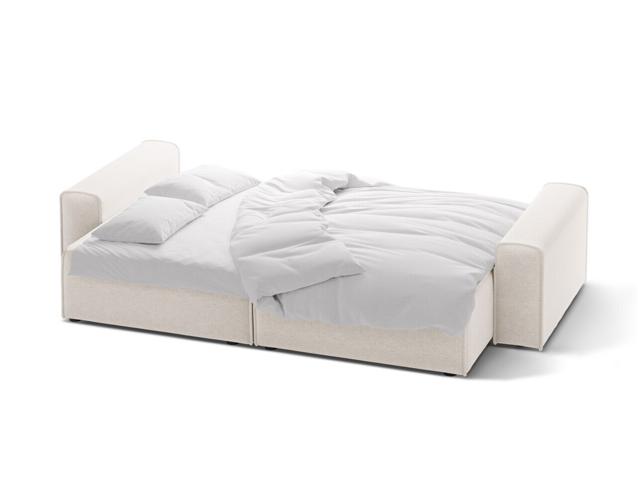 Canapea extensibila 3 locuri, Victor, Micadoni Home, 246x100x83 cm, tesatura structurata, bej deschis — imaginea 3