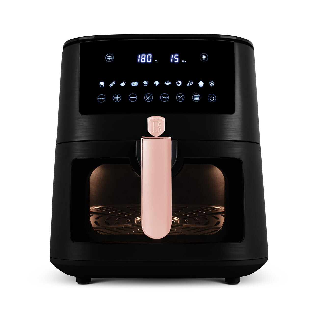 Friteuza cu aer cald si fereastra Berlinger Haus, Black Rose, 38.8x30x32.4 cm, 8 L, 1650W, negru - imagine 2