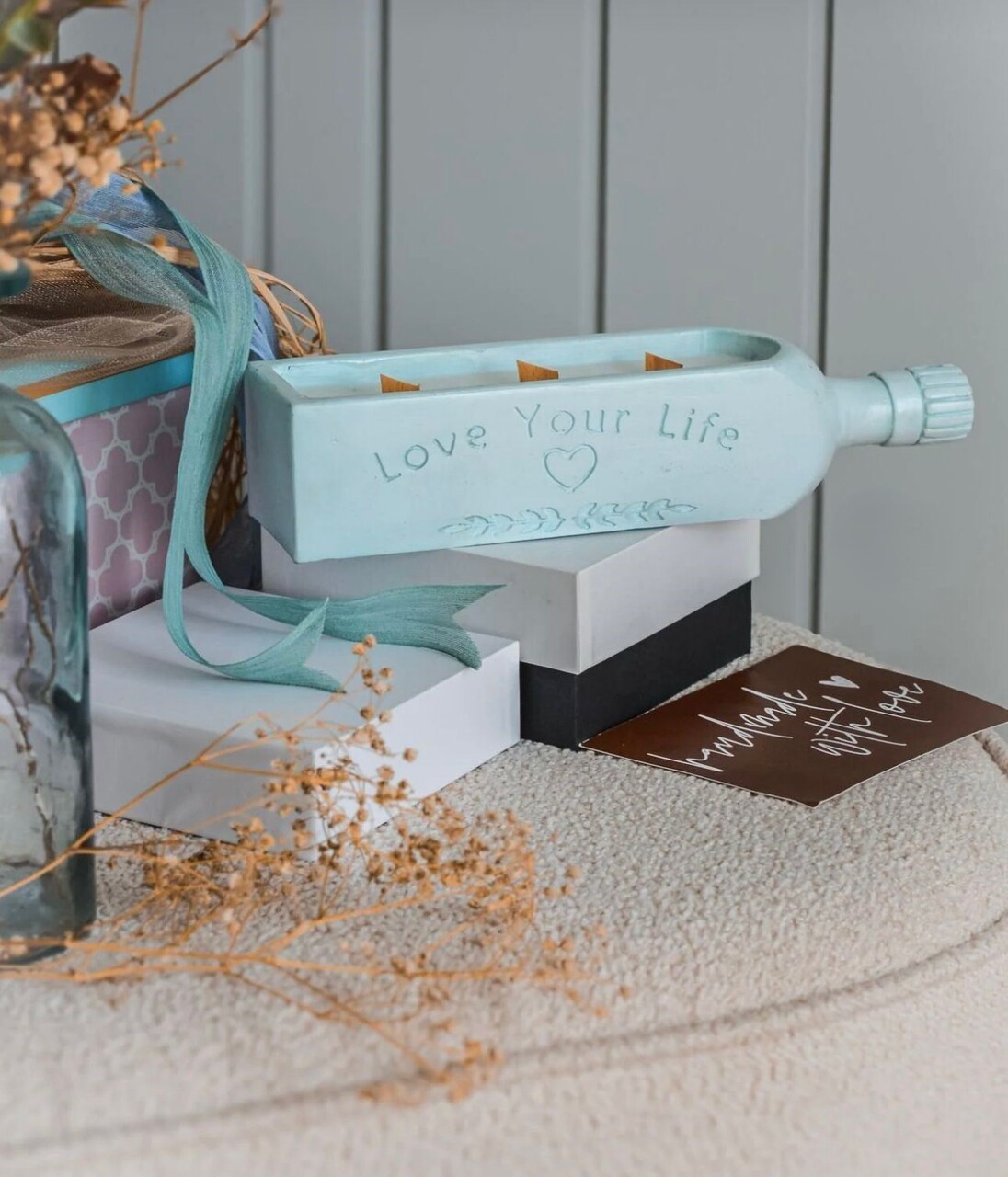 Lumanare, Ers1236, 25x6.5 cm, Albastru - imagine 2