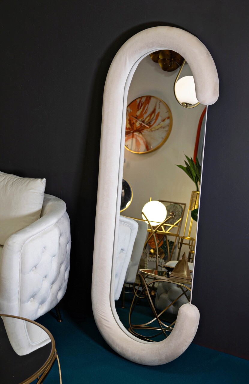 Oglinda decorativa Chantal, Mauro Ferretti, 60x160 cm, MDF/rama acoperita cu catifea, crem - 1 | YEO