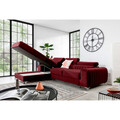 Coltar extensibil stanga 3 locuri ELTAP, LT-25VE, Grayson, 278x205x92 cm, lemn/poliester, rosu inchis