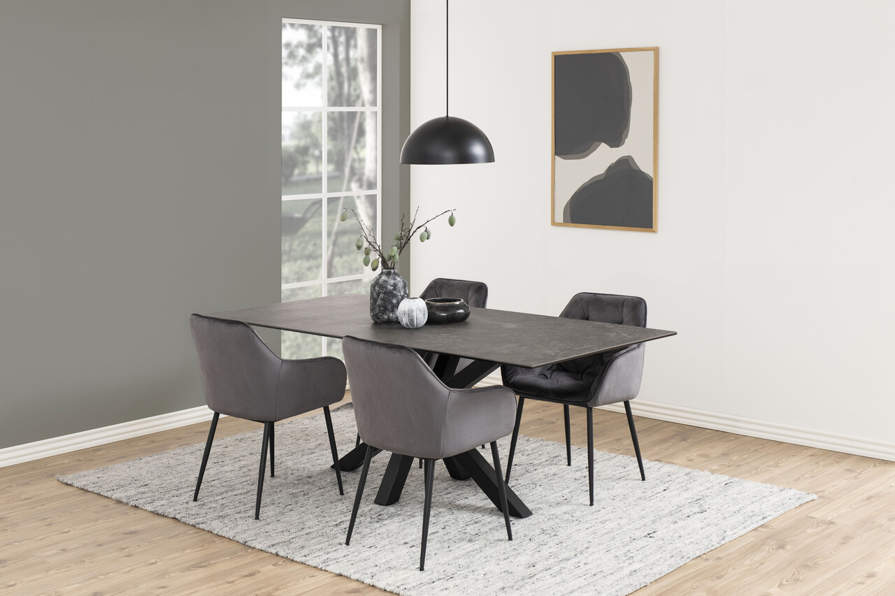 Scaun Brooke, Actona, 58x55x83 cm, catifea/otel, gri inchis - view 9