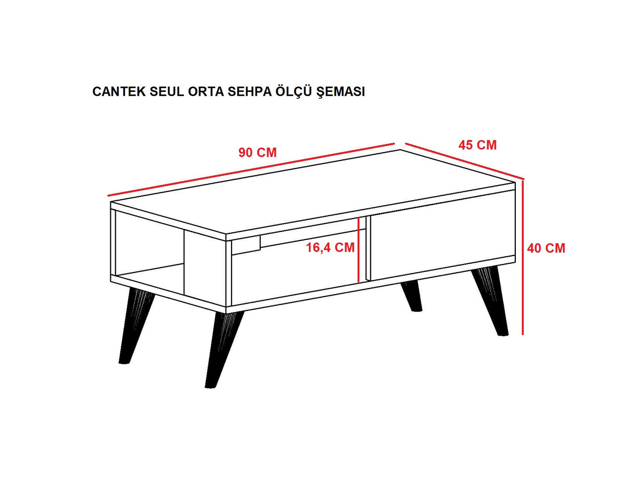 Masuta de cafea, Olivia, Seul, 90x40x45 cm, PAL , Alb/Negru