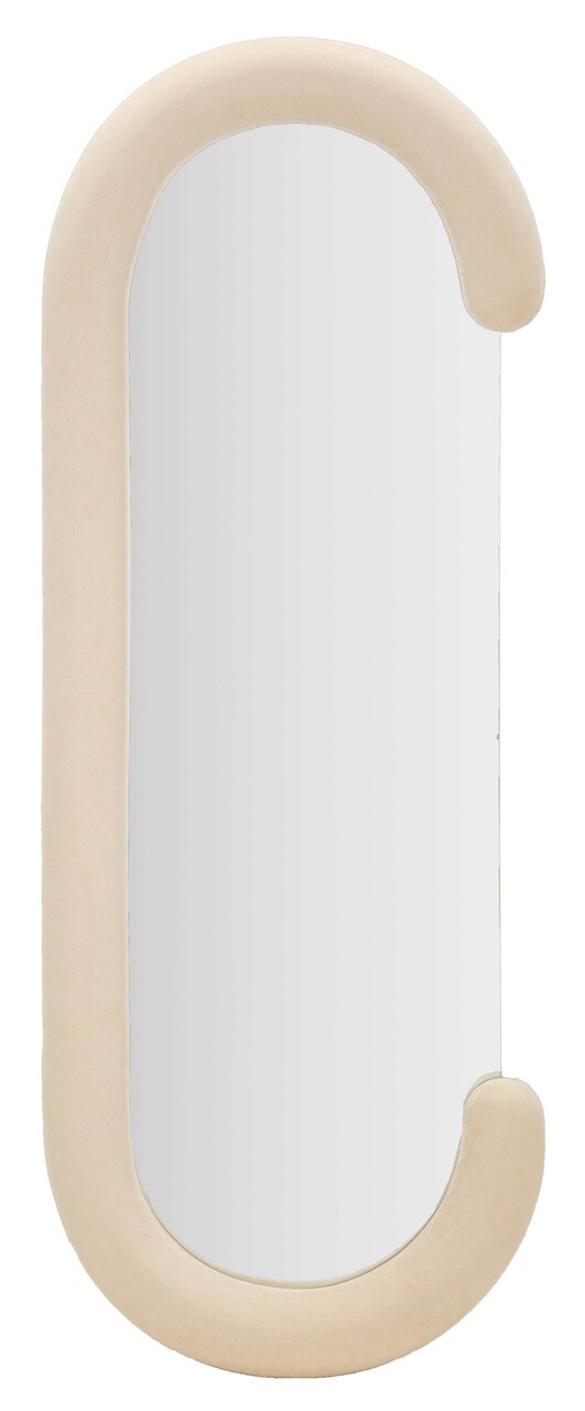 Oglinda decorativa Chantal, Mauro Ferretti, 60x160 cm, MDF/rama acoperita cu catifea, crem