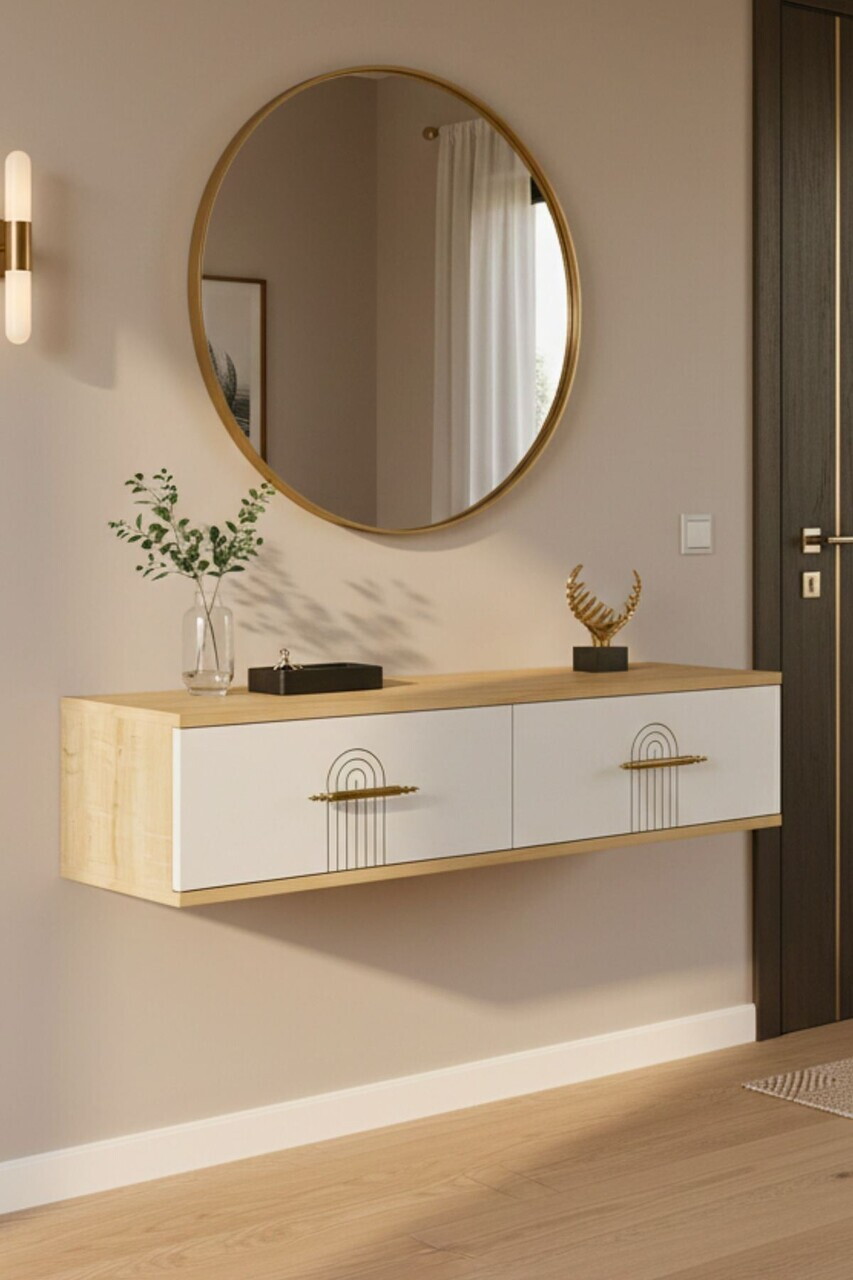 Dulap, Hanah Home, Ida 120, 120x25.5x29.6 cm, Stejar Safir / Alb — imaginea 2