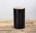 Cutie depozitare alimente, Wenko, Mio, 11 x 11 x 19 cm, 1.4 L, lemn/sticla/silicon, negru/maro