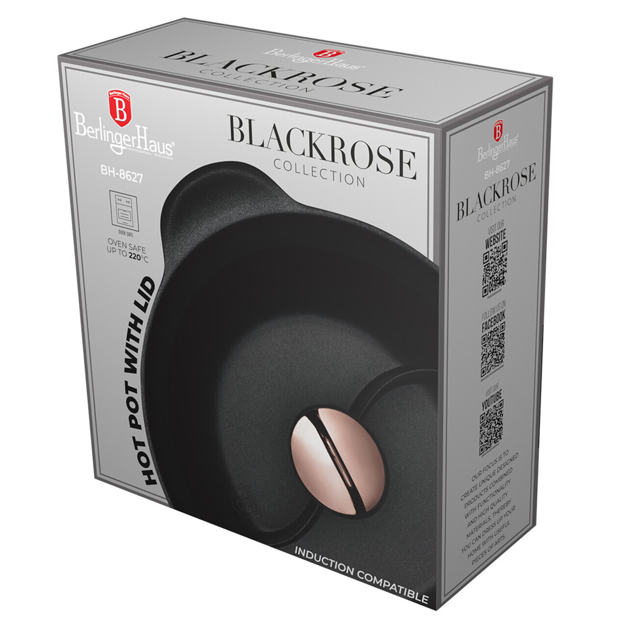 Oala cu capac Berlinger Haus, Black Rose, 30x10 cm, 4.2 L, aluminiu turnat, negru - view 4