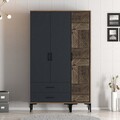 Dulap pentru haine, Hommy Craft, Kumsal PT, 120x47.5x201.4 cm, PAL, Nuc / Antracit