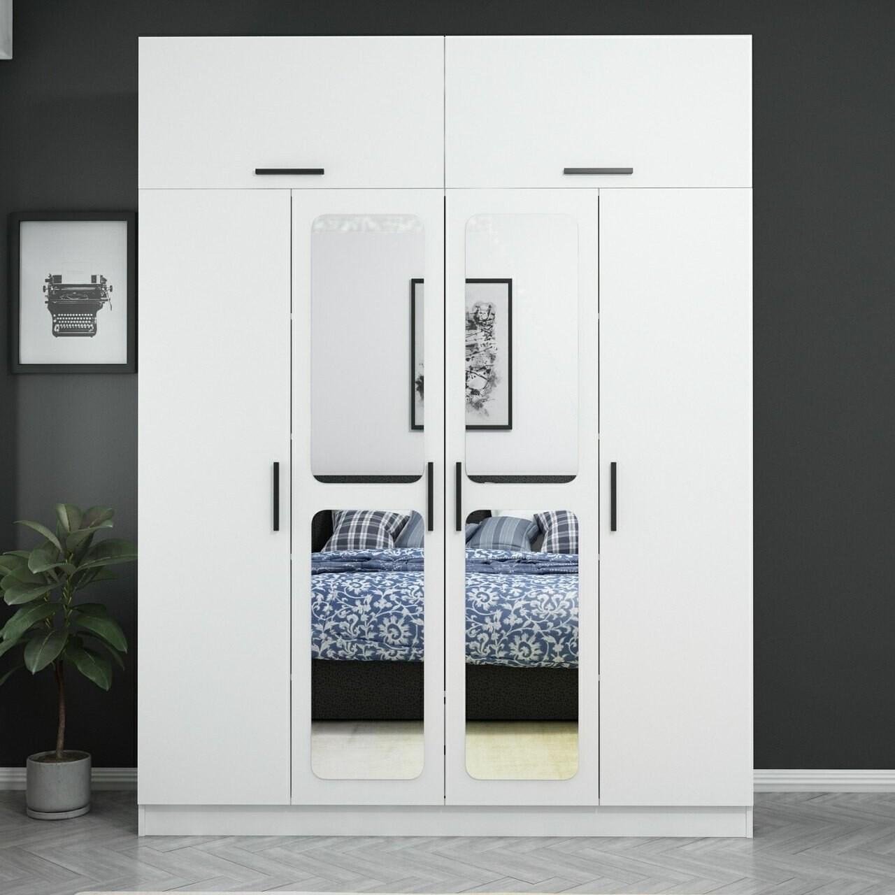 Dulap pentru haine, Minerva, Kale, 180x235x52 cm, PAL, Alb - 1 | YEO