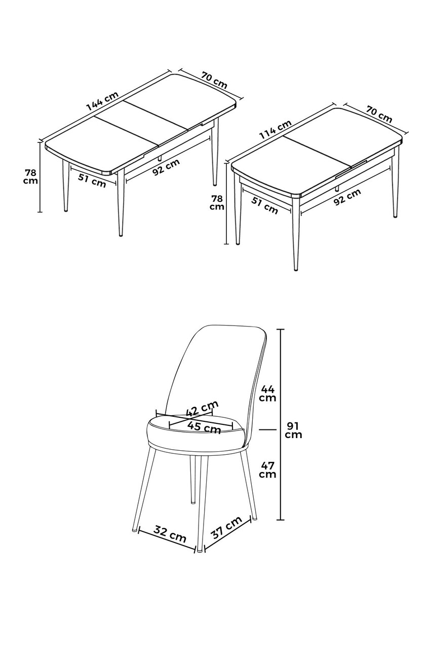 Set masa extensibila si scaune, Hanah Home, Han, Marmură neagră / Kaki - imagine 3