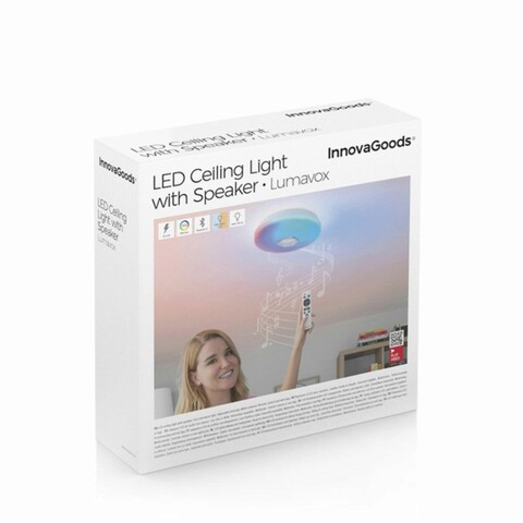Plafoniera LED cu difuzor Lumavox, InnovaGoods, RGB, telecomanda, Ø29 x 7 cm