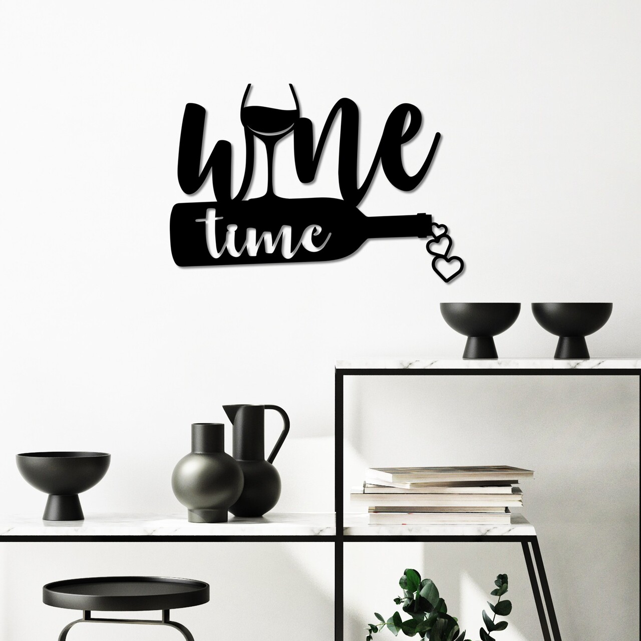 Decoratiune de perete, Wine Time, Dimensiuni: 54 x 37 cm , Negru - view 2