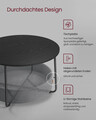 Masuta de cafea cu cos textil, Vasagle, Modern Style, 75x45 cm, PAL/otel/poliester, negru/gri