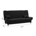 Canapea extensibila 3 locuri Tiko, Pakoworld, 200x85x90 cm, textil, negru