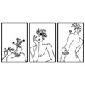 Decoratiune de perete, Flower Face Woman, Metal, 94 x 45 cm, Negru
