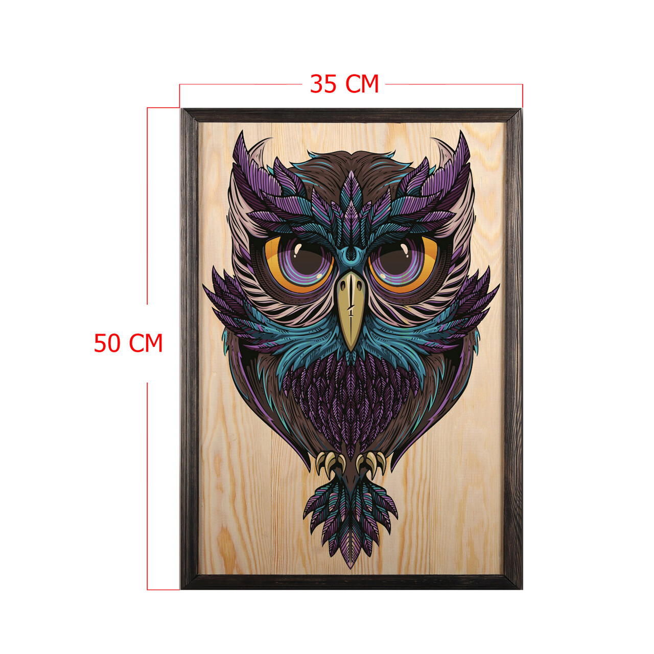 Tablou decorativ, Owl Color Dream, Lemn, Lemn, Multicolor