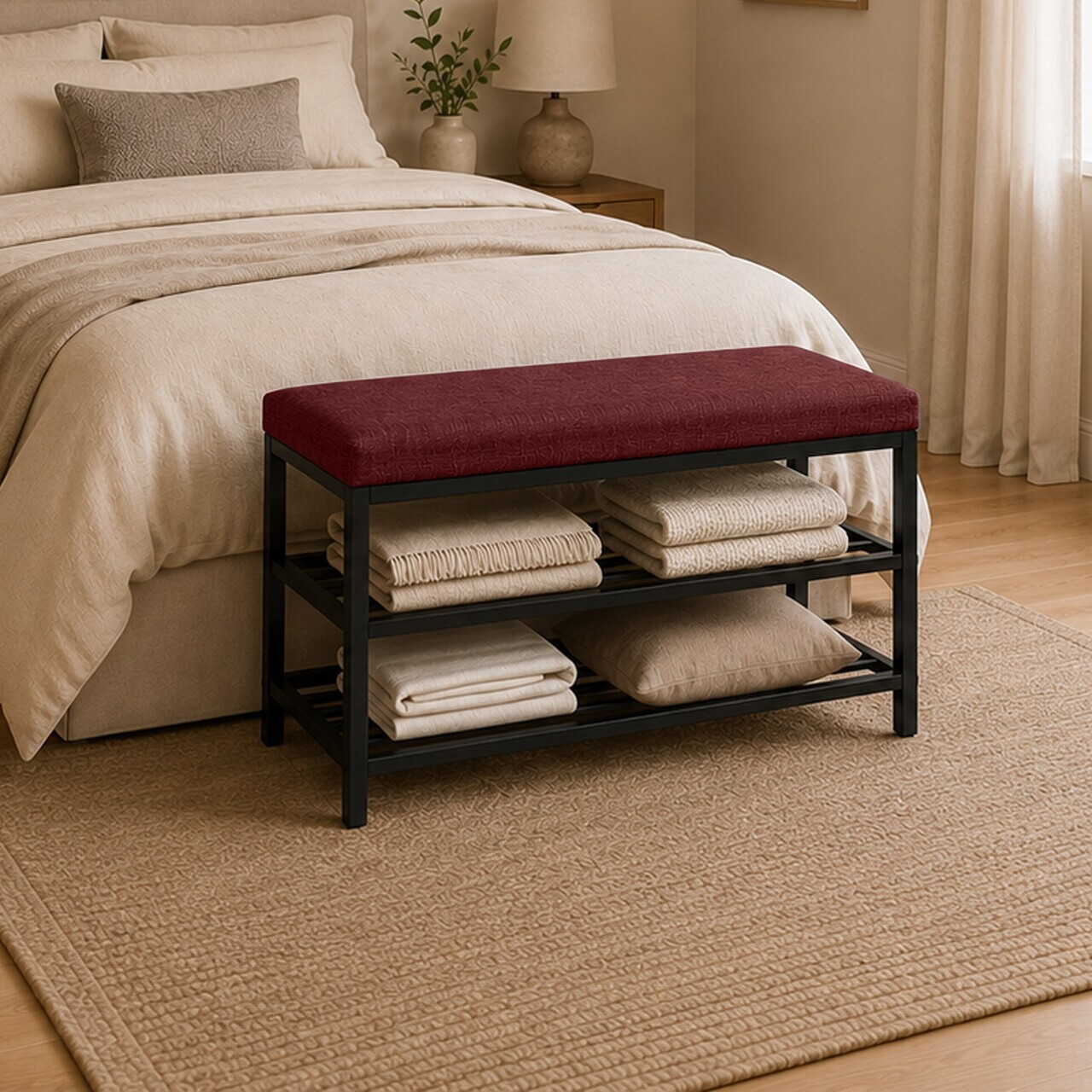 Pantofar, Hanah Home, Lotus, 30x47x75 cm, Bordo — imaginea 4
