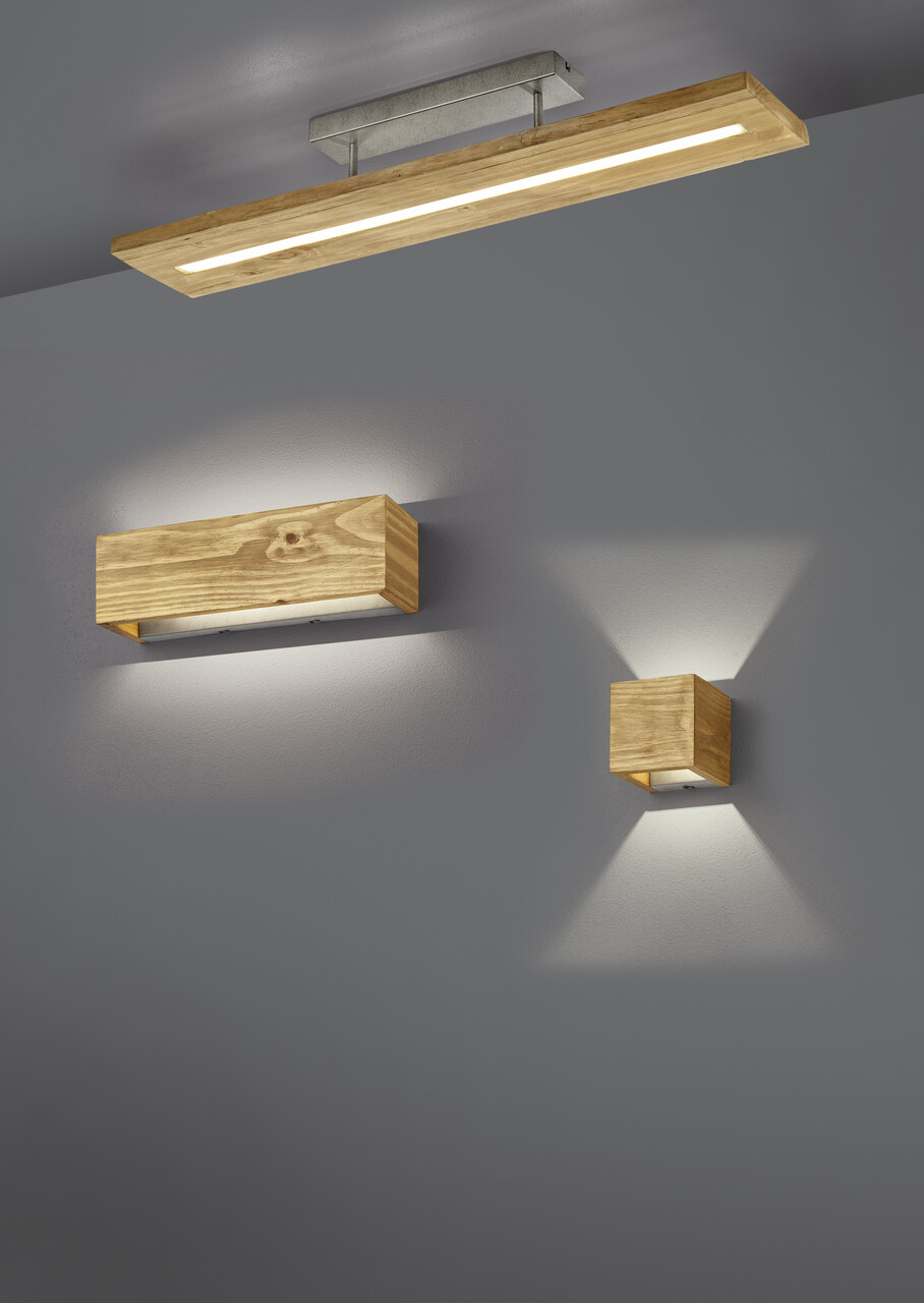 Aplica de perete Brad, TRIO, 11x11 cm, 4W, 1x SMD LED, lemn, natur