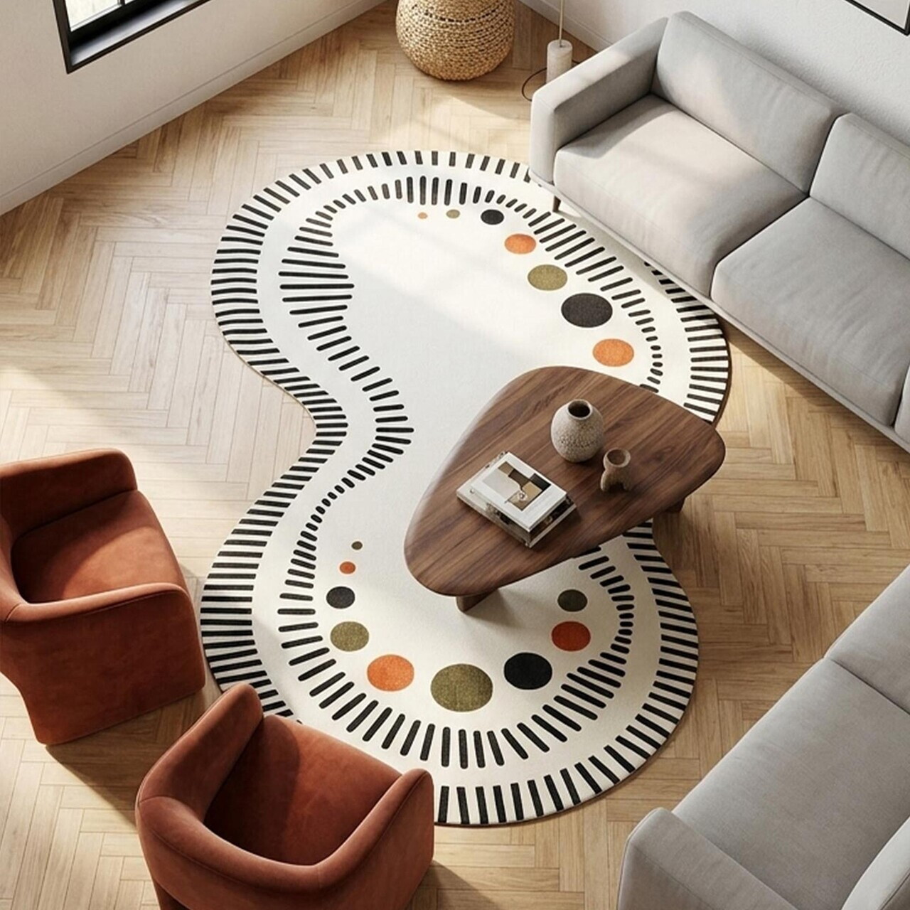Covor, Fr359, 100x200 cm, Negru — imaginea 2