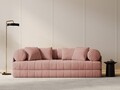 Canapea extensibila 3 locuri, Kemi, Cosmopolitan Design, 206x95x70 cm, catifea, roz